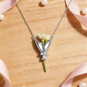 DIY Romantic Flower Necklace( Without Flowers) – Cute Flower-Holder Necklace for Women | New Copper Floral Bouquet Necklaces | Aesthetic Flower Vase Necklaces for Mothers, Loved Ones, and Family