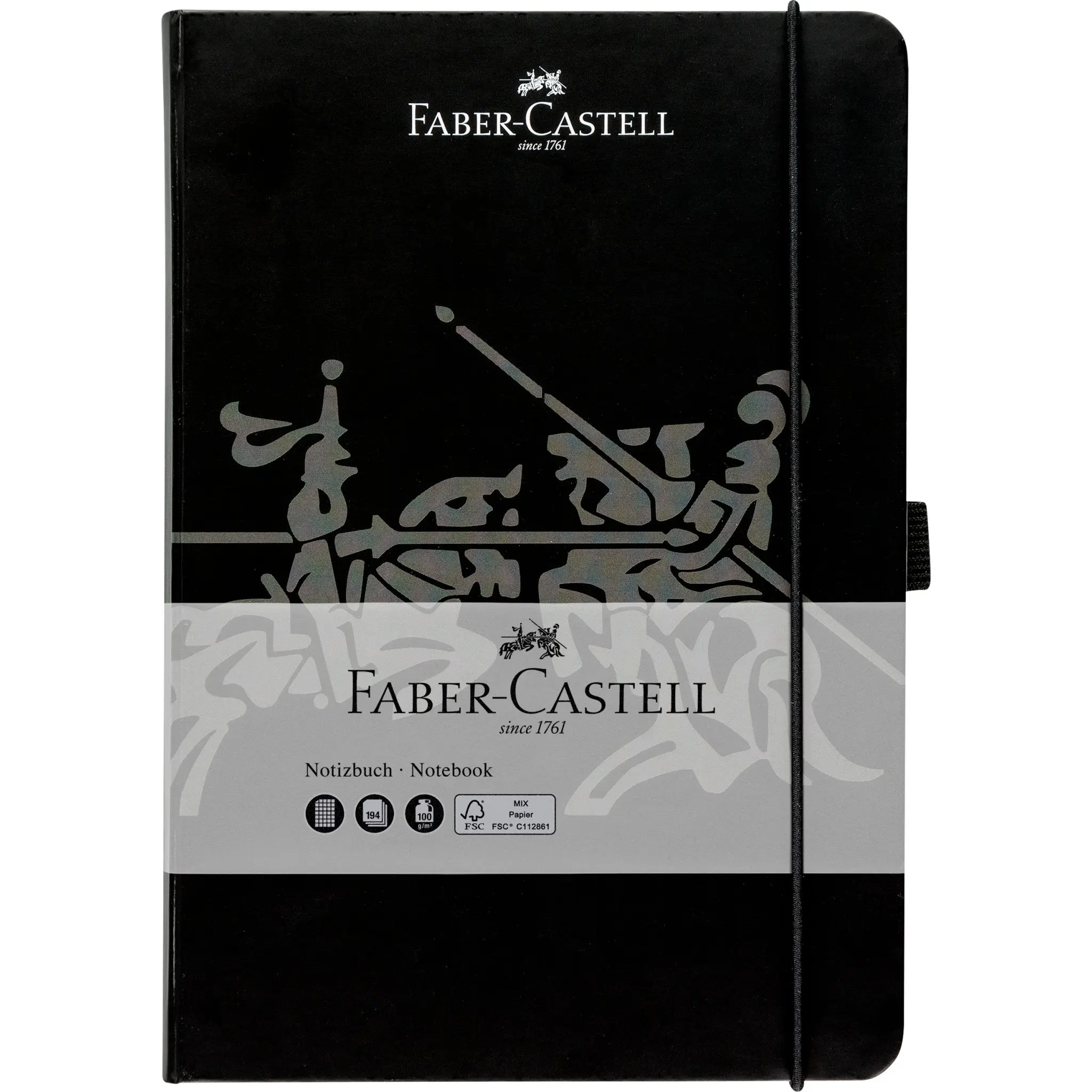 A5 Black Notebook - #FC10020500, Note Taking Supplies, 100 g/sqm FSC Ivory Paper, Notebook for School, Pen Holder Compatible, College Stationery Gift, Portable Notebook