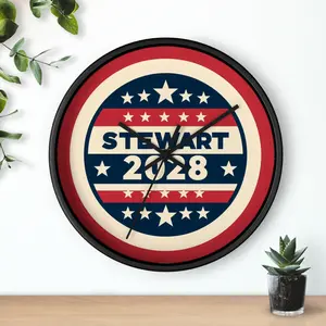 Stewart 2028 Wall Clock | Parody, Political Campaign, Patriotic, America Wall Clock - Parody Design, Cute Gift Idea, Election Decor, USA Democracy