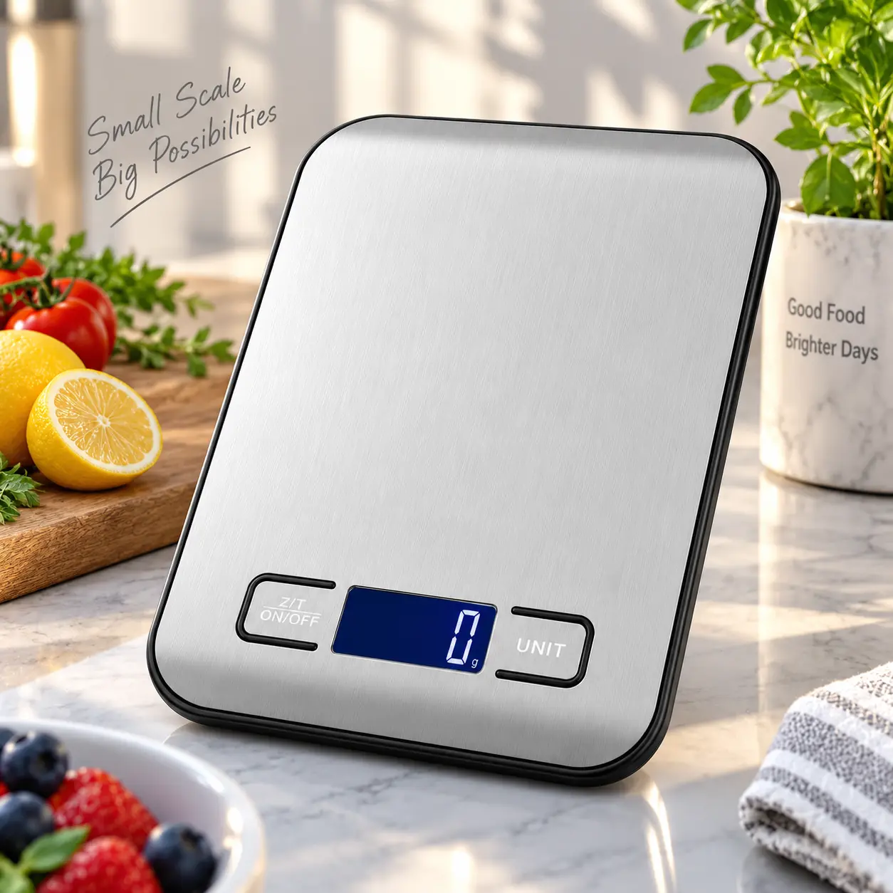 Digital Kitchen Food Scale with Stainless Steel Platform, LCD Display and Tare Function Digital Kitchen Food Scale with Stainless Steel Platform, LCD Display and Tare Function