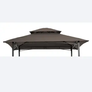 8x5ft Grill Gazebo Replacement Canopy – Double Tiered BBQ Tent Roof Cover. 180G Polyester – UV Protection, Water-Repellent, Fire Retardant. Easy 4-Corner Install