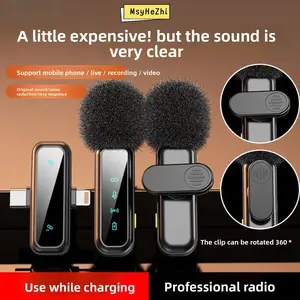 2pcs Professional Wireless Lavalier Microphone forAndroid,iPhone iPad with Adapter Included NoiseReduction Plug-Play Clip on Lapel Mic for TikTok,YouTube, Recording, Vlog, Facebook Live StreamingAudio Smartphone