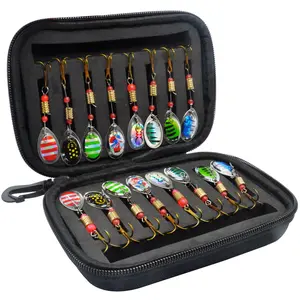 Lure bait rotating composite spinner fishing gear set, 16-piece metal lure spinner artificial bait set