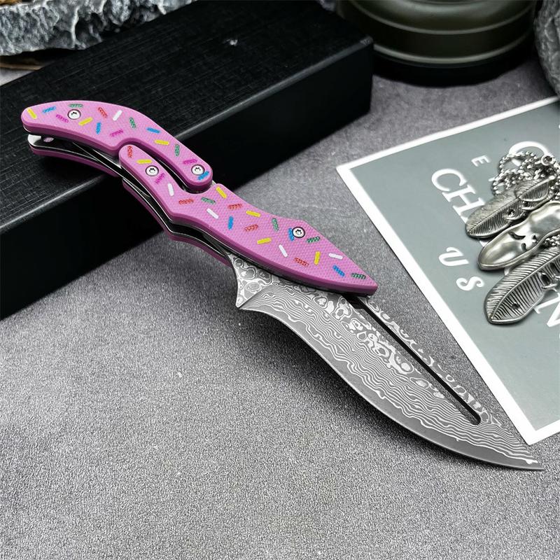 High Craftsmanship Special Folding Knife, Damascus Steel Blade, G10 Handle, Outdoor Multi-Functional Wear-Resistant Tool, Folding Multitool