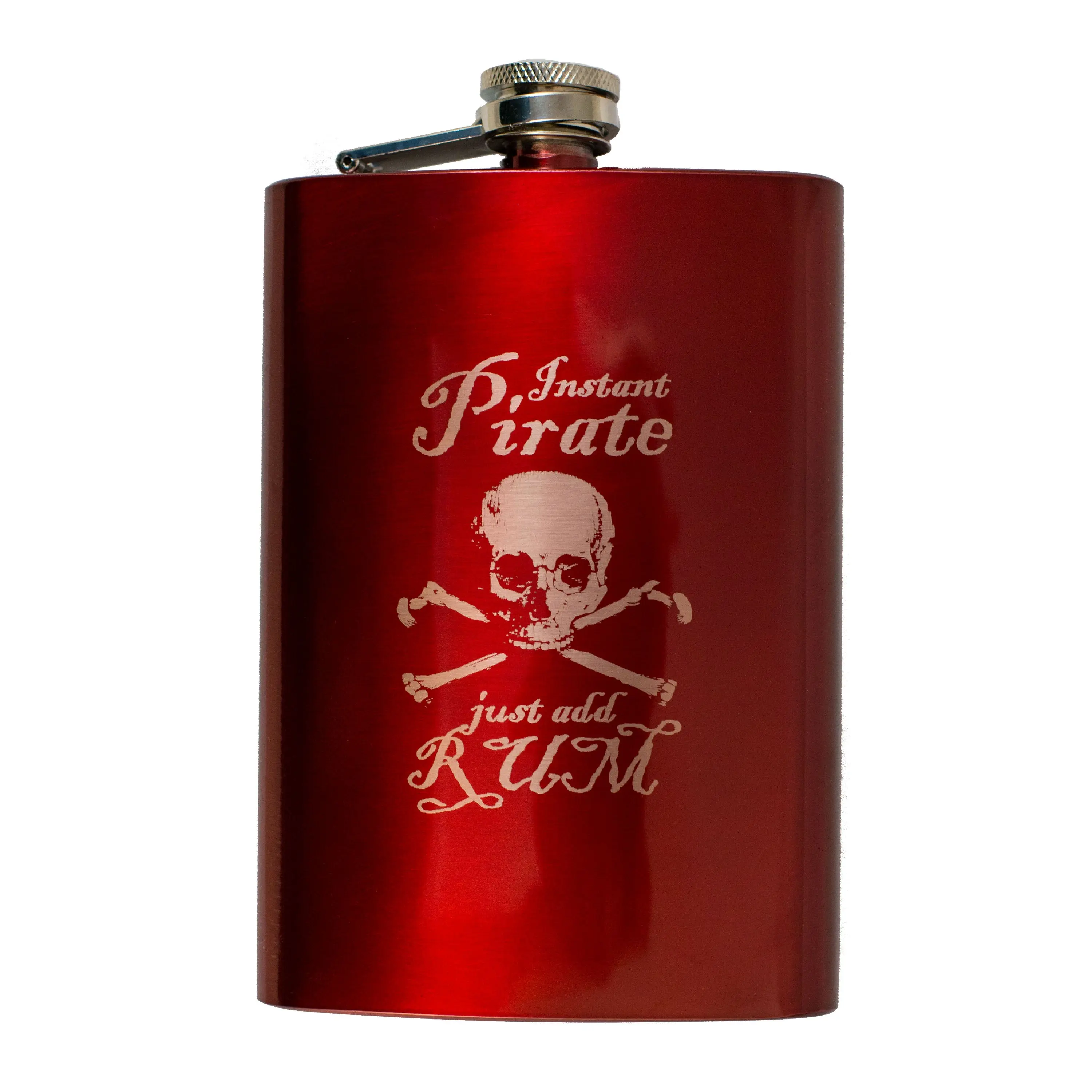 8oz RED Instant Pirate Just Add Rum Flask L1