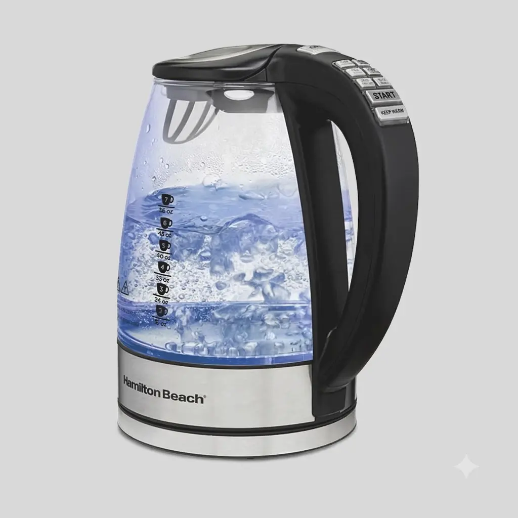 Hamilton Beach Temperature Control 1.7L Electric Glass Kettle Auto Shutoff Fast Heating Tea Water Electric Kettle