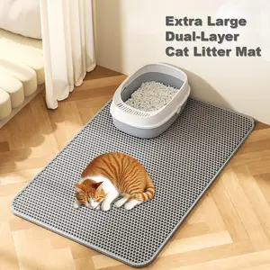 Double Layer Eva Cat Litter Mat, Anti-Splash Pet Bed Pad, Easy Clean Leak Control Filter, Washable Large Size for Home Use Litter Box