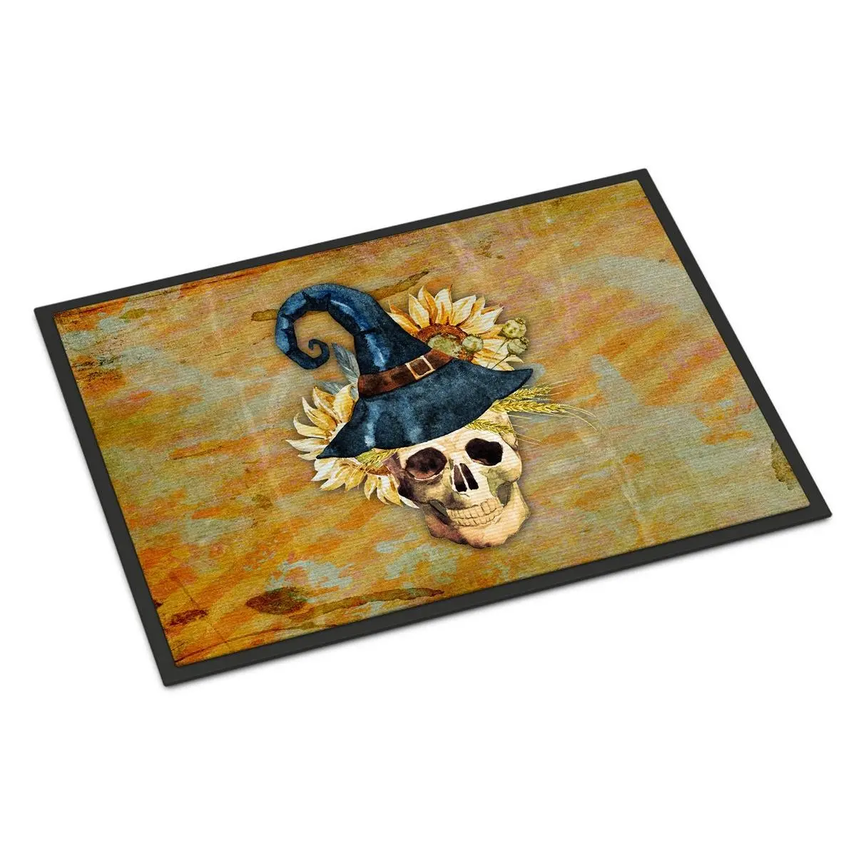 212 MAIN Day of the Dead Witch Skull Printed Vintage Design Rug, 24x36in Washable Runner Rug, Indoor-Outdoor Textile Floor Mat with Rubber Backing, Washable Runner Rugs