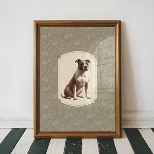 American Staffordshire Terrier Poster, Vintage Dog Art Print, Antique Pet Decor, Unframed, 5 size, 8x12 to 27x40 inch