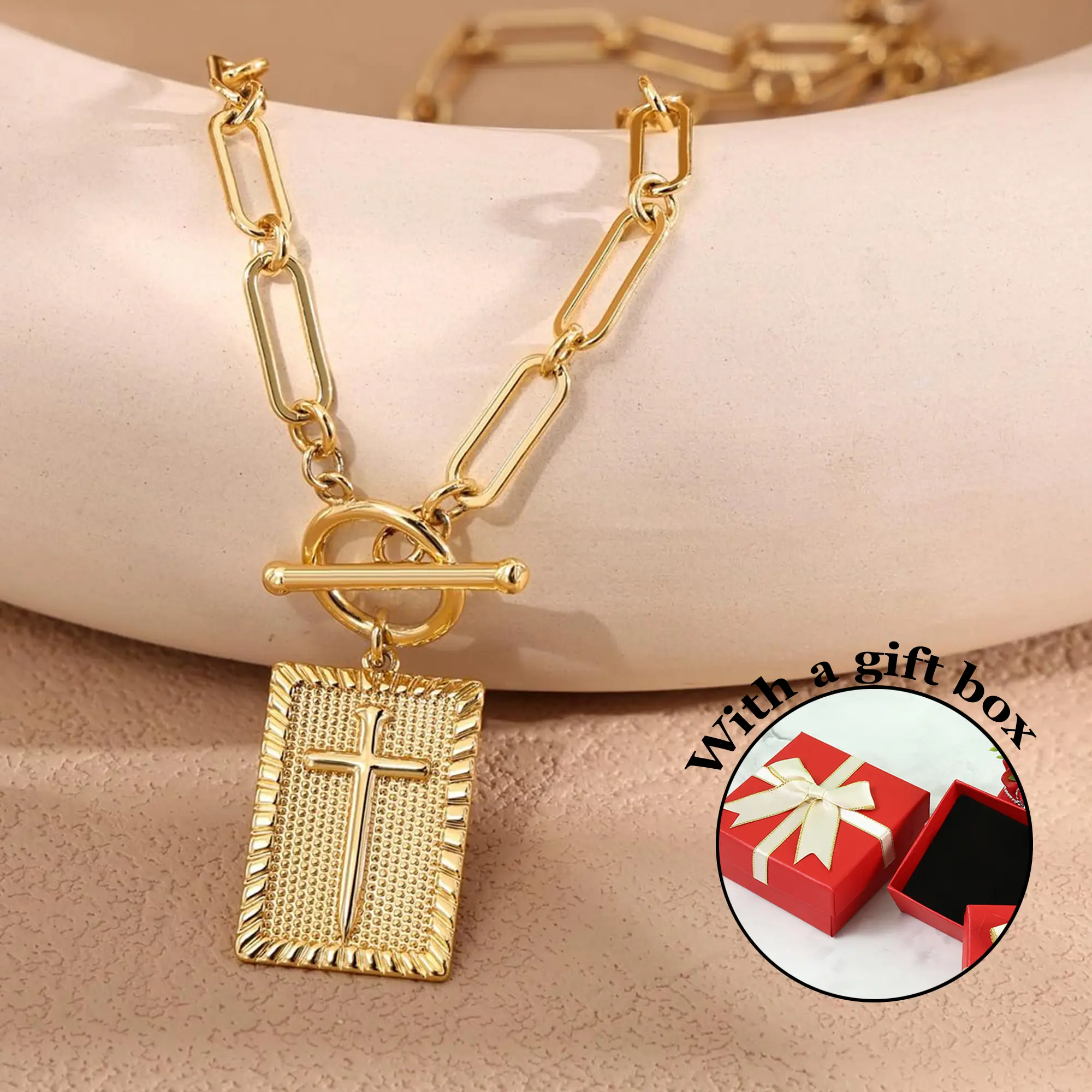 Charm Outdoorfun Cross Choker Necklace for Women - Thick Chunky Paperclip Chain, Cuban Link Chain, Hip Hop Fashion Jewelry, Trendy Gift