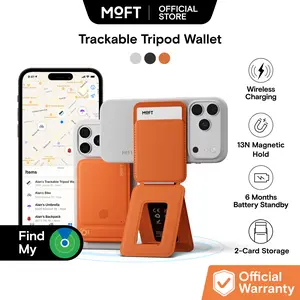 MOFT Trackable Tripod Wallet, Find My MagSafe Wallet Card Holder with Adjustable Phone Tripod Stand, 4-in-1 Magnetic Phone Wallet for iPhone 17/16/15/14/13/12 Series, Slim Minimalist Wallet