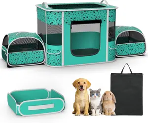 Slendor Portable Cat & Dog Playpen with Litter Box – Foldable Soft Crate for Indoor/Outdoor, Pop Up Enclosure for Puppy, Kitten, Rabbit – Collapsible Pet Cage Tent