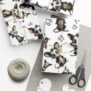 Possum Wrapping Paper, Opossum Lover Giftwrap, Quirky Animal Wrapping Paper Rolls, Funny Animal Gifting