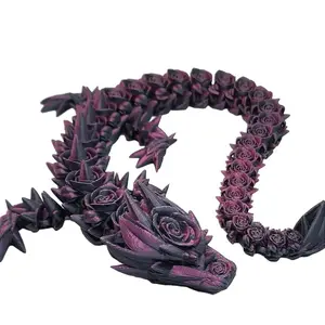 15,21,29,38 Inch Large Rose Dragon Articulating Birthday Gift 3D Printed Decor Magical Ornaments