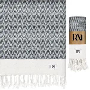 Artisan's Zigzag Turkish Peshtemal Beach Bath Gym Yoga Towel 36” x 71”