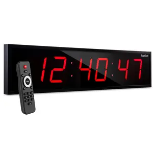 Ivation Huge 48" Inch Large Big Oversized Digital LED Clock with Stopwatch, Alarms, Countdown Timer & Temp - Shelf or Wall Mount (Red) | 6-Level Brightness, Mounting Holes & Hardware
