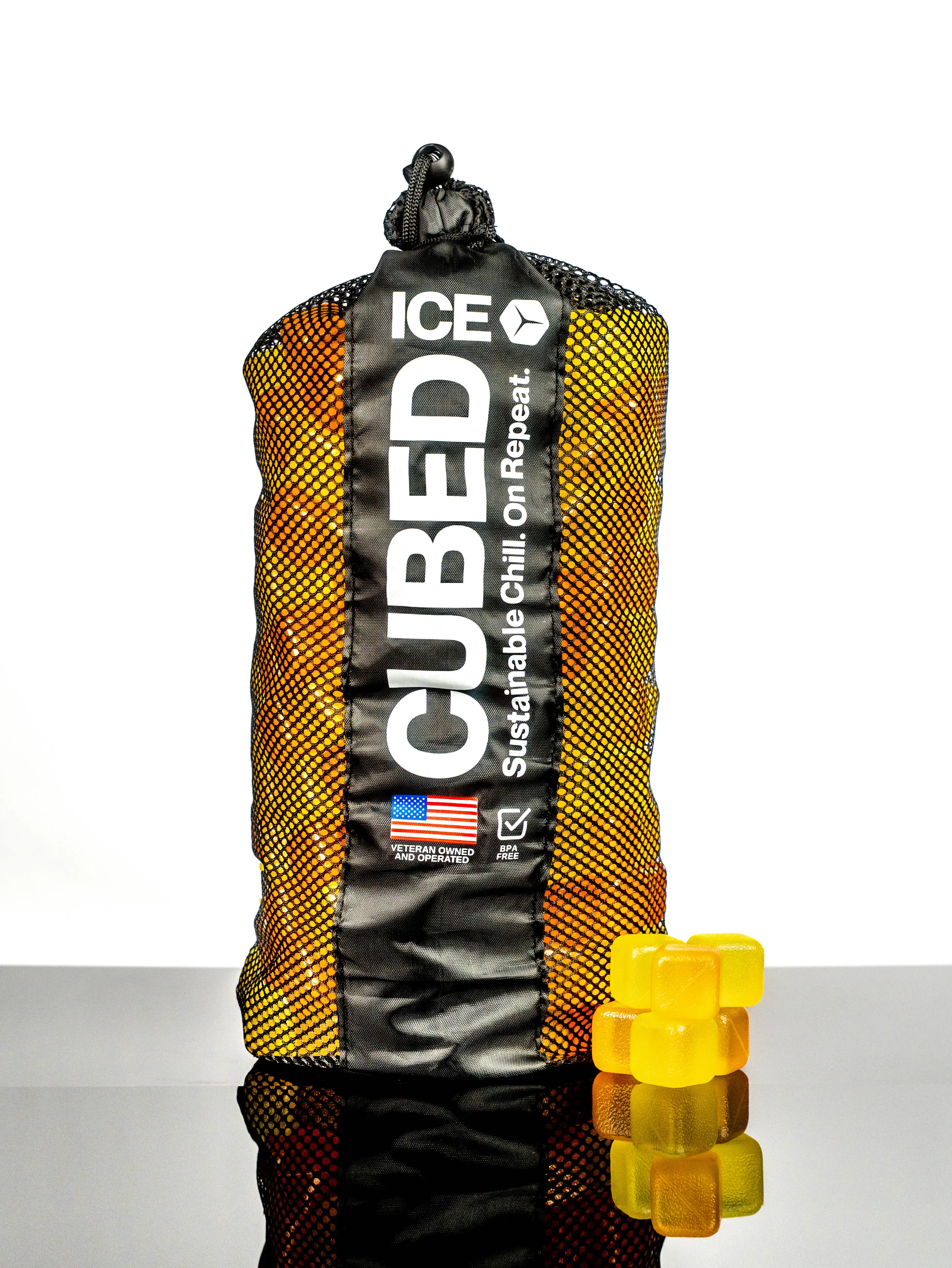 CUBED ICE-Yellow-Orange-10lb Bag