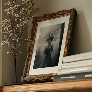 Gothic Witch Forest Framed Wall Art, Vintage Gothic Home Decor, Dark Academy Aesthetic, Mystery Witchcraft, Halloween Poster