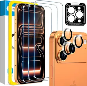 iPhone 17 Pro Max Screen Protector with 1 Set Camera Lens Protector, 2025 Upgrade 9H+ Premium Tempered Glass 17 Promax, Easy Installation Kits, 6.9 inch