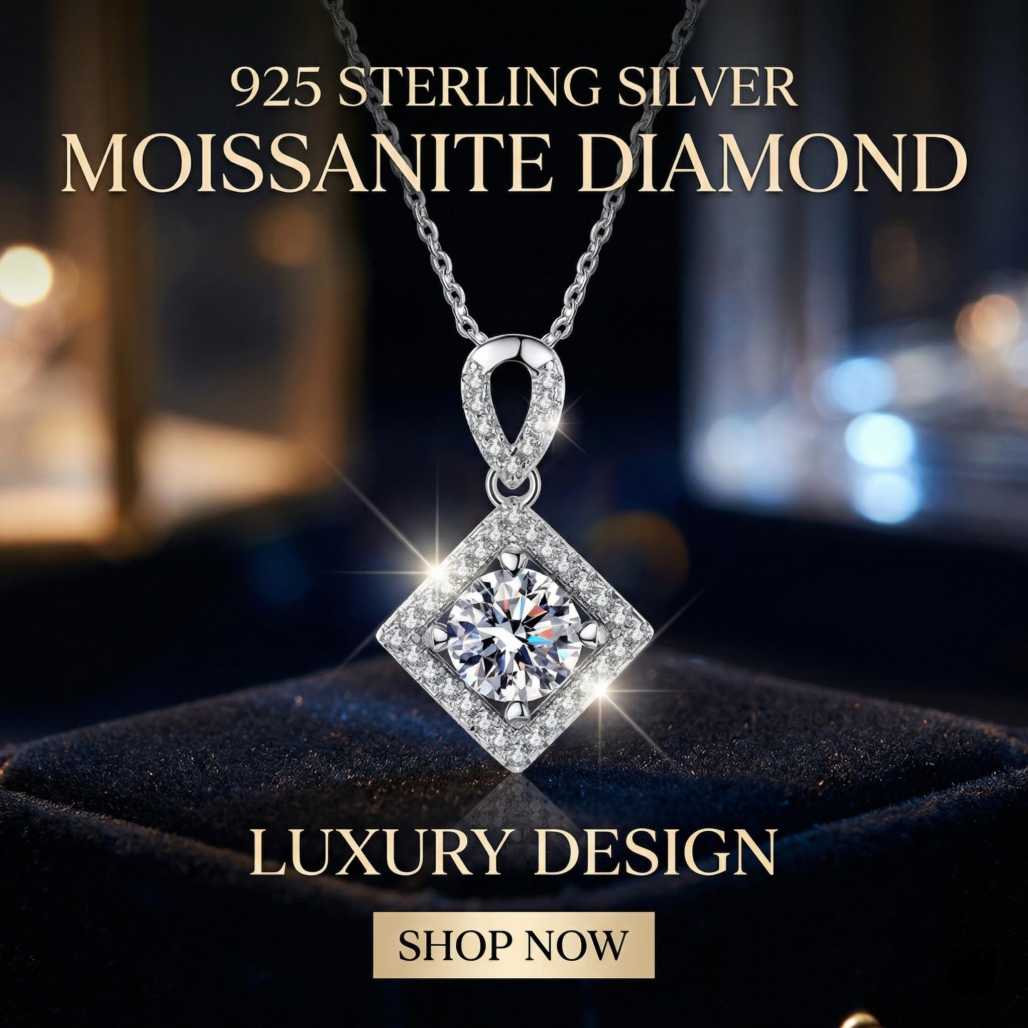 Luxury Moissanite Pendant Necklace in 925 Sterling Silver – Elegant, Timeless, High Brilliance Jewelry for Women”