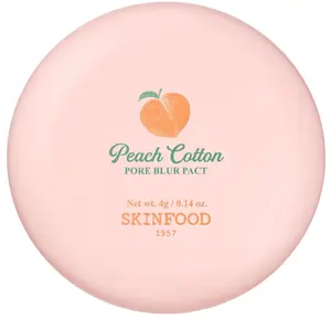 SKINFOOD Peach Cotton Pore Blur Pact - Sebum Control Pack with Silky Texture - Long Lasting Makeup Fixing - Pore Primer with Mineral Powder for Oily Skin - Stocking Stuffers - Pore Quick Minimizer