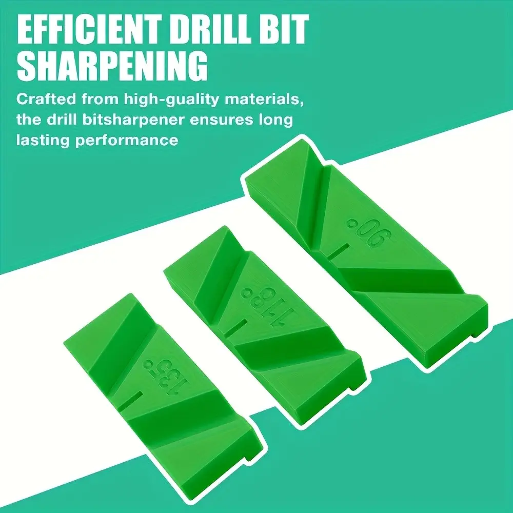 3-Piece Portable Manual Drill Bit Sharpener Set, Durable Plastic, Adjustable Angles for Woodworking, Metal Processing, DIY Projects