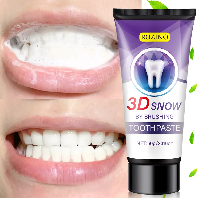 ROZINO 3D Snow Daily Bright White Toothpaste, Advanced Oral Care Brushing Formula for a Radiant Smile, 60g/2.116oz