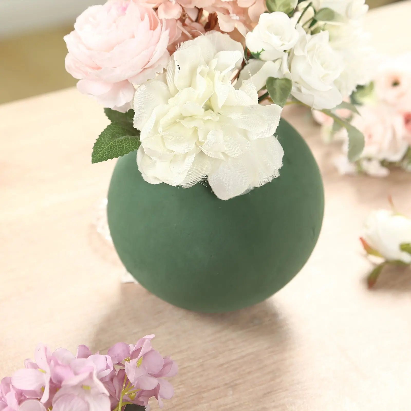 6 in Smooth Craft Foam Balls - 3-Pack Green, Heavy Support Styrofoam Base Artificial Flowers Supplies for Decorative Home Ornaments, Room Decor DIY Arrangements