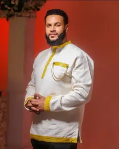Tilf Elegance: Yellow Habesha Shirt for Men
