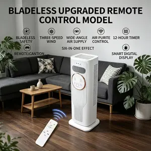 Quiet wide-angle bladeless tower fan for home