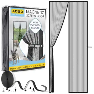 AUGO Magnetic Screen Door - Self Sealing, Heavy Duty, Hands Free Mesh Partition Keeps Bugs Out - Pet and Kid Friendly - Patent Pending Keep Open Feature - 38 Inch x 83 Inch