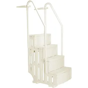 Pool Ladder Safety 4 Step Heavy-Duty Above Ground Swimming 400lbs Load Capacity, Stair Entry System with Handrails, 33.5" x 27.2" x 77.9", Beige Summervibes
