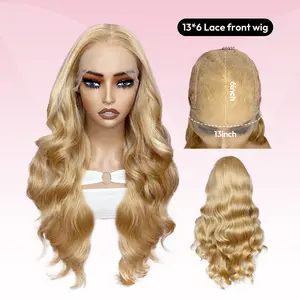 VSIGN Honey Blonde Long Body Wave Wig 13 By 6 HD Lace Front Rooted Platinum Blonde Permium Synthetic Heat Resistant Fiber Soft Natural Looking Hair Daily Wear Party Cosplay Vacation Beginner Friendly