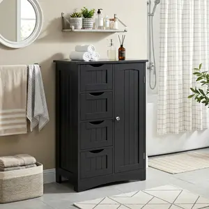 JupiterForce Bathroom Floor Cabinet Wooden Freestanding Storage Cabinet Bathroom Living Room Floor Shelf
