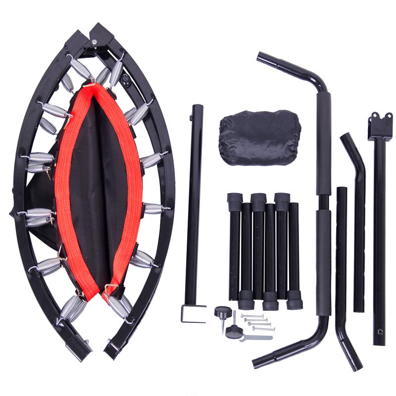 40'' Foldable Mini Trampoline Max Load 330lbs Fitness Rebounder With Adjustable Foam Handle Exercise Trampoline For Adults Indoor Garden Workout