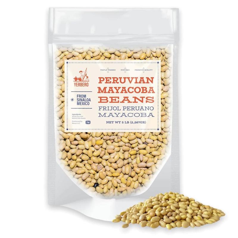Yerbero - Frijol Peruano Mayocoba (Canary) Beans 5 LB Bag (2,267gr) - Mayo Coba Peruvian Beans, All Natural, Triple Washed, Premium Quality From Sinaloa Mexico.