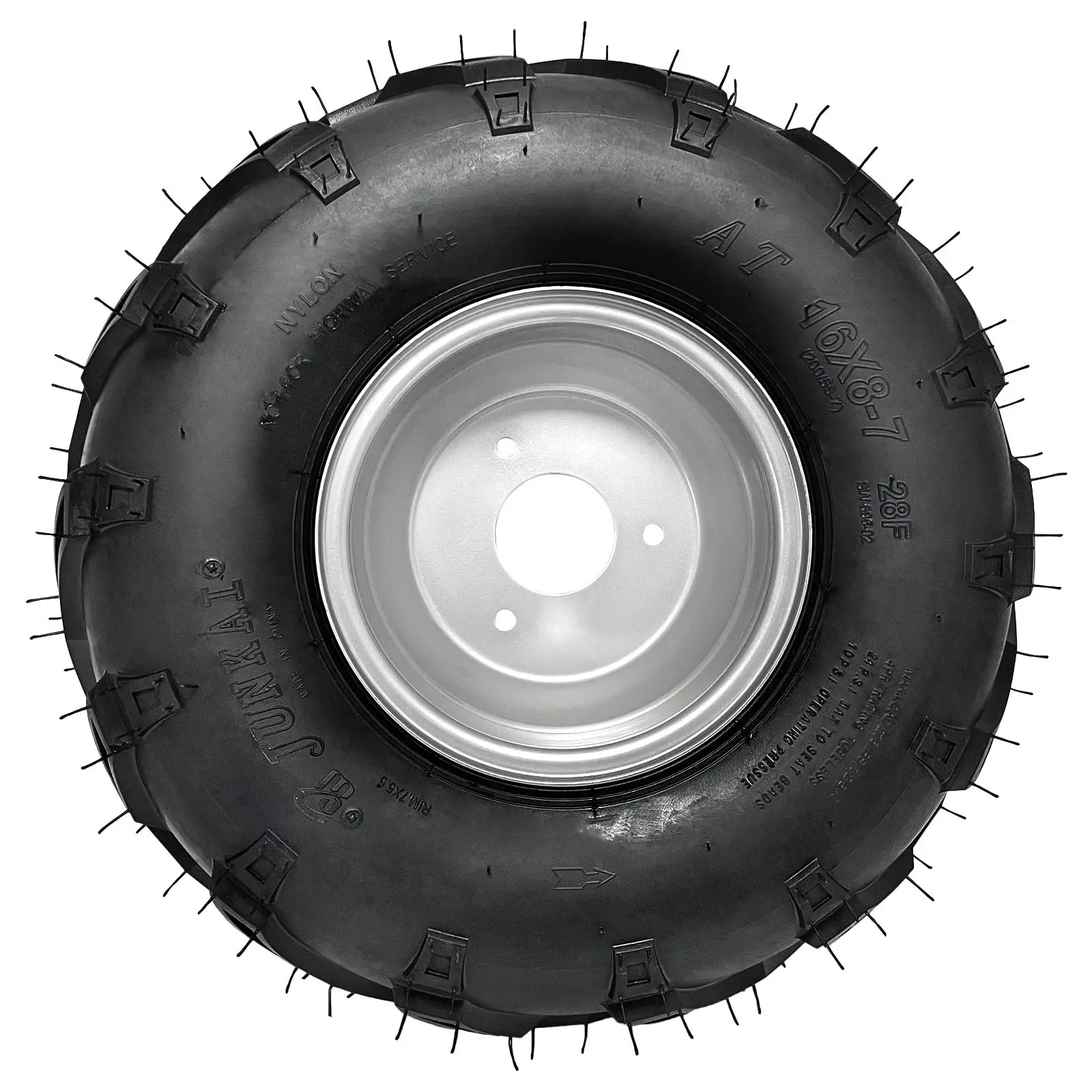 7 inch 16x8-7 Go Kart Wheel 16x8x7 Tire Tube Rim 3 Stud Wheel Assembly for ATV Quad Buggy Lawn Mower Dune Coolster Taotao Sunl Pit Bike 110cc 125cc 150cc