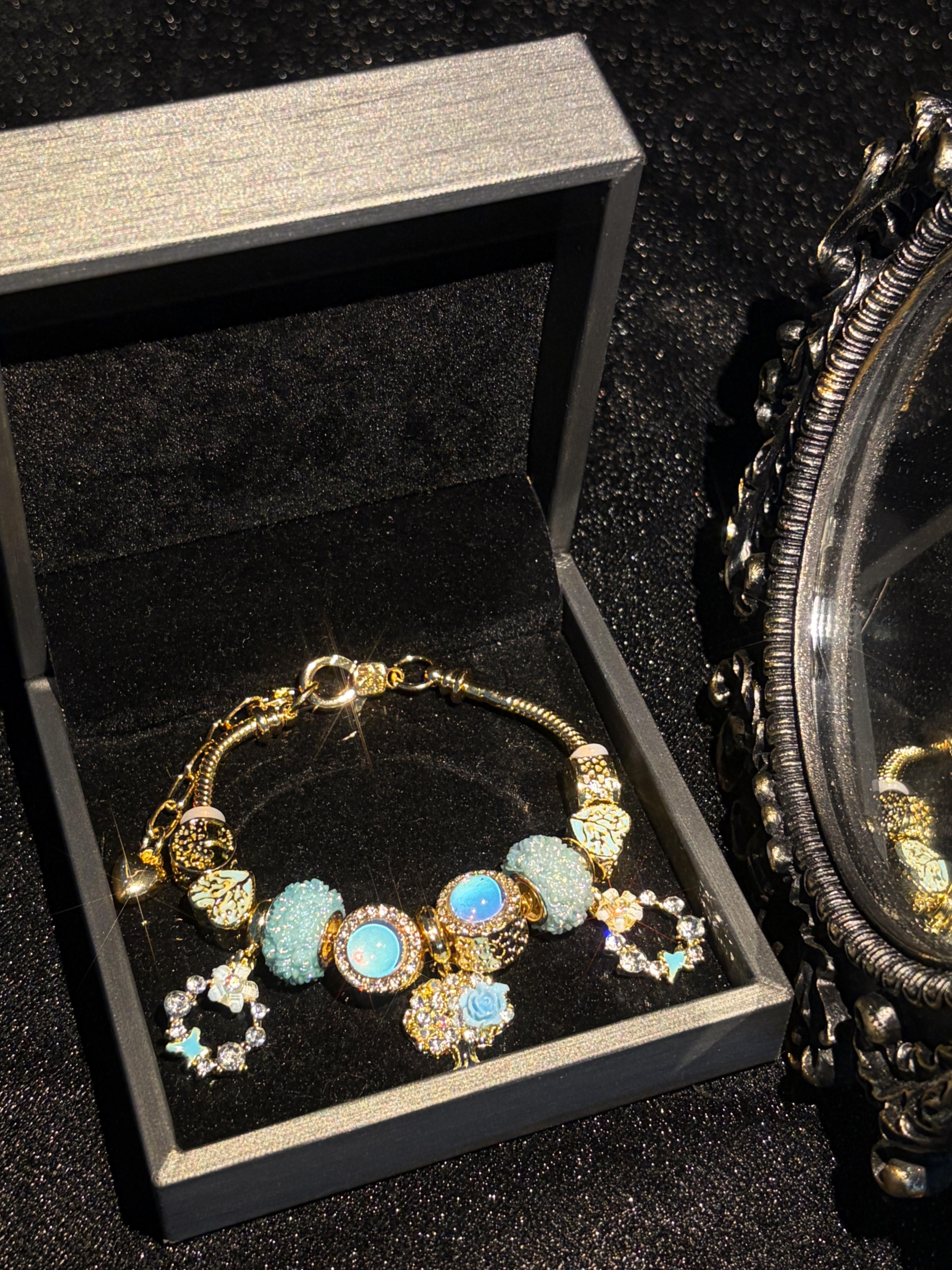 Women's Beaded Dangle Charm Bracelet, Gold-Tone Adjustable Extension Chain, Multi-Shape Enamel & Rhinestone Pendants, Textured Round Beads, Stackable Layering Wrist Jewelry, Daily & Party Wear Accessory, Gift for Young Women Women's Beaded Dangle Charm Bracelet, Gold-Tone Adjustable Extension Chain, Multi-Shape Enamel & Rhinestone Pendants, Textured Round Beads, Stackable Layering Wrist Jewelry, Daily & Party Wear Accessory, Gift for Young Women