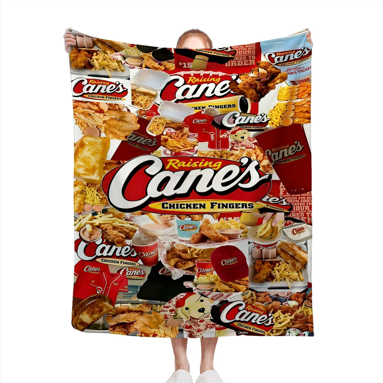 Soft Cozy Throw Blanket Polyester Raising Canes Chicken Fingers Food Print All Over Design Home Sofa Bed Winter Gift2607230040