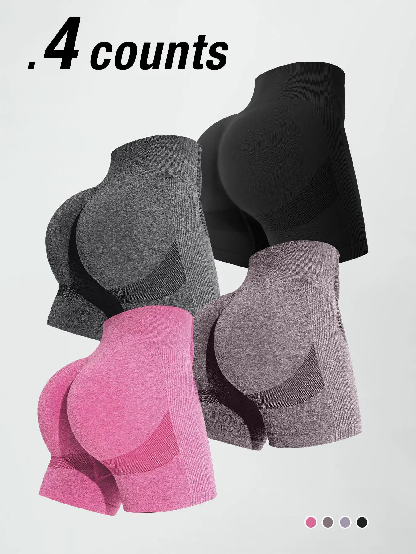 Seamless High-Waisted Yoga Shorts, Tight Stretch Sportswear, Three-Quarter Fitness Shorts, Casual Plain Design, All Seasons, Seamless Athletic Shorts