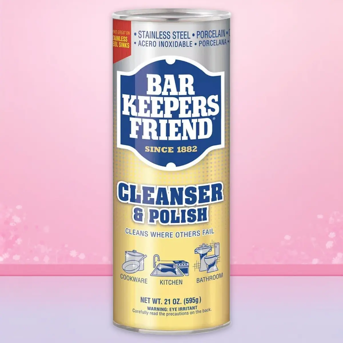 Bar Keepers Friend Cleanser 21oz - Multipurpose Cleanser & Polish, 21oz, for Stainless Steel, Granite, Easy to Use