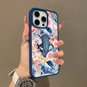 Whale Shark Hibiscus Adorable Magnetic Case for iPhone11/12/13/14/15/16/17/promax MagSafe Compatible, Lightweight, Anti-Fall | Girly & Chic Style