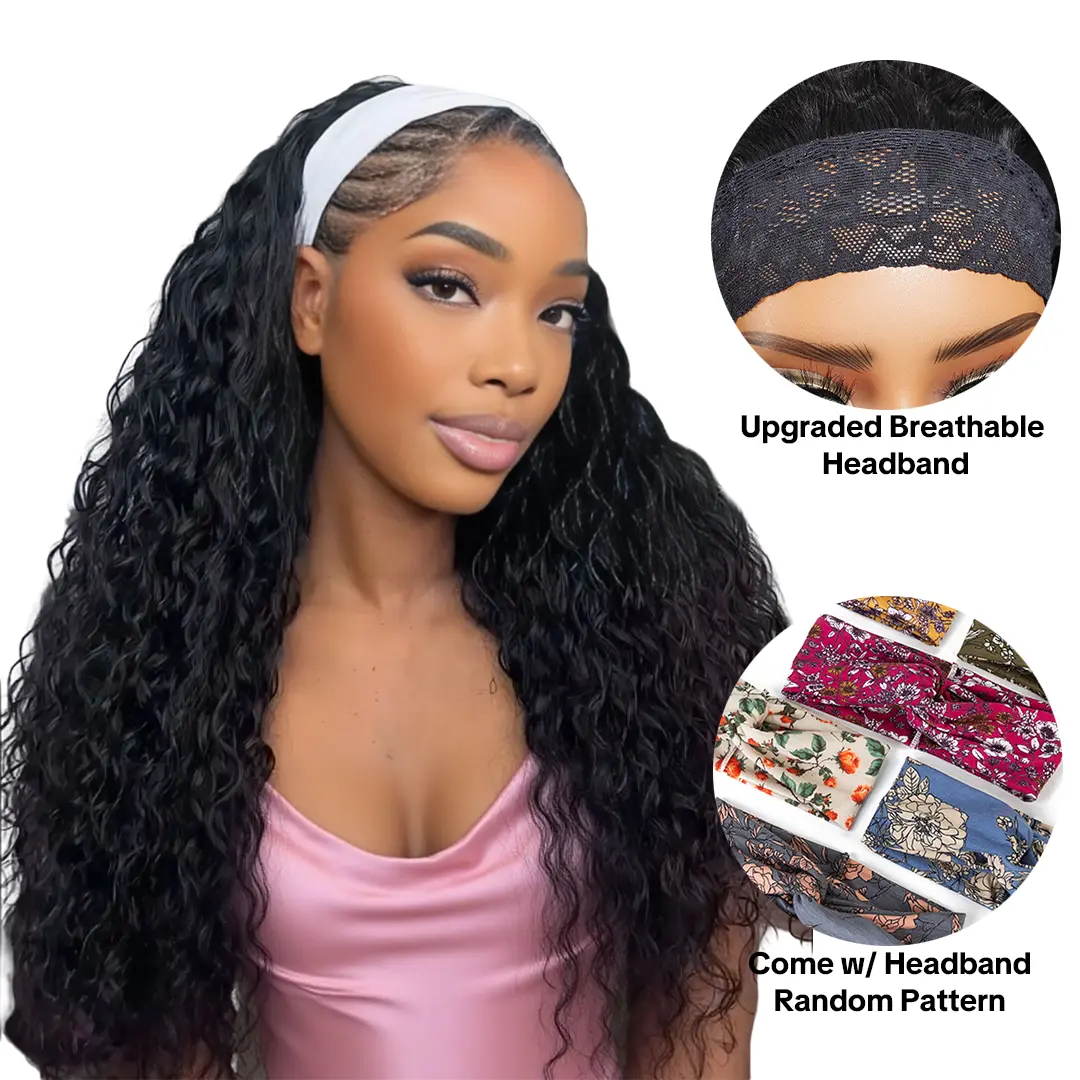 【NEW】Nadula Glueless Water Wave Headband Wig With Drawstring 100% Virgin Human Hair Secure Fit Lightweight Easy Wear No Glue All-Day Comfort Summervibes TikTokShopStockUp