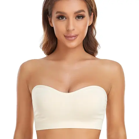 Lusait Strapless Bras for Women  Non-Slip Silicone Padded Bandeau Bra Wireless Tube Top Bra DealsforYouDays Summer Soft