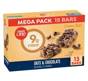 Fiber One Chewy Bars, Oats & Chocolate, Fiber Snacks, Mega Pack, 15 ct