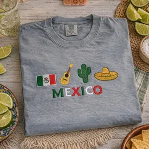 Mexico Embroidered Shirt  | Comfort Colors Fiesta Tee | Cinco de Mayo Outfit