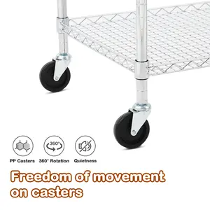 Garvee Heavy Duty 3-Tier Utility Cart for Office – Commercial-Grade Steel Rolling Service Trolley – Multi-Purpose Storage, High or Low Handle Bar, Mobile Organizer