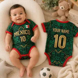 Custom Mexico 2026 World Soccer Baby Suit, Personalized Name Number Kid Jersey, Soccer Uniform Kit Youth Kids, Gift For Newborn VII