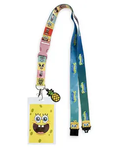 Nickelodeon SpongeBob SquarePants Lanyard With Badge Breakaway ID Holder and 2" Pineapple Rubber Charm