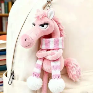2026 Year of Horse Lucky Plush Mascot Keychain - Unisex Zodiac Couple Bag Charm, Perfect Valentine's Day Gift Pendant